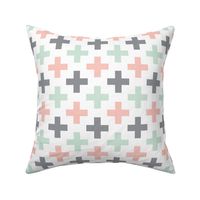 Multi Cross || pink grey mint