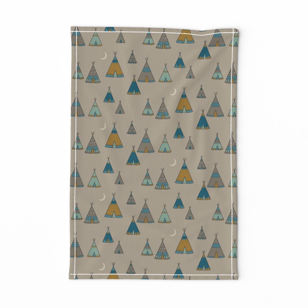 TeePee Village - teal/tan/gold