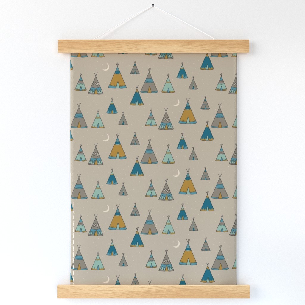 TeePee Village - teal/tan/gold