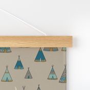 TeePee Village - teal/tan/gold