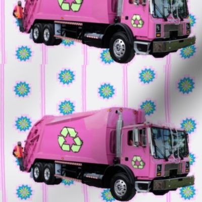 Pink Trash Truck Garbage Truck White Stripe