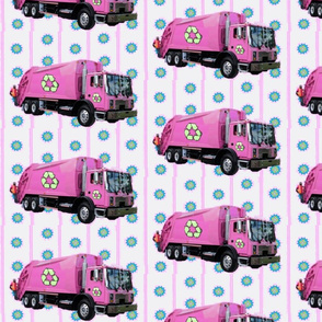 Pink Trash Truck Garbage Truck White Stripe
