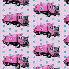 Pink Trash Truck Garbage Truck Purple Stripe