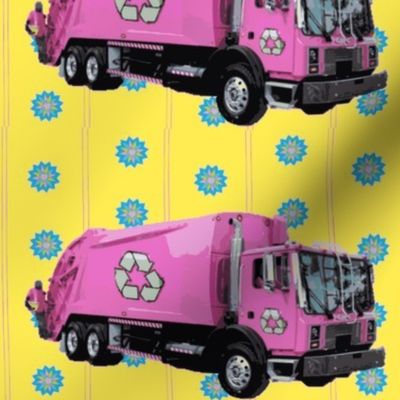 Pink Trash Garbage Trucks Yellow Stripe