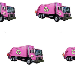 Pink Trash Garbage Trucks on White