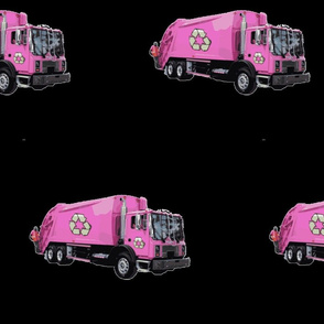 Pink Trash Garbage Truck on Black