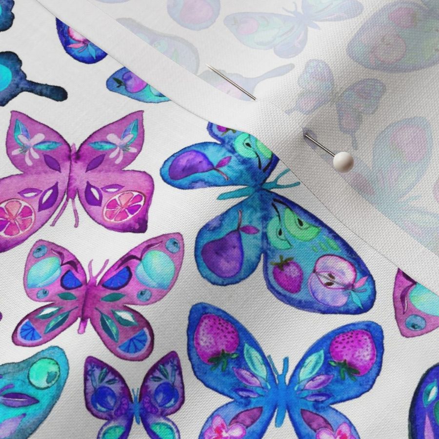 Watercolor Fruit Patterned Butterflies - Fabric | Spoonflower