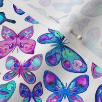 Watercolor Fruit Patterned Butterflies - aqua and sapphire