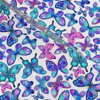 Watercolor Fruit Patterned Butterflies - aqua and sapphire