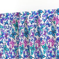 Watercolor Fruit Patterned Butterflies - aqua and sapphire