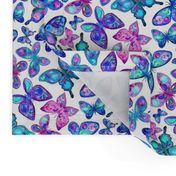 Watercolor Fruit Patterned Butterflies - aqua and sapphire