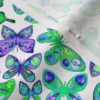 Watercolor Fruit Patterned Butterflies - purple and green