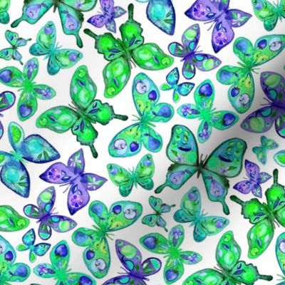 Watercolor Fruit Patterned Butterflies - purple and green