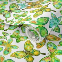 Watercolor Fruit Patterned Butterflies - lime and lemon