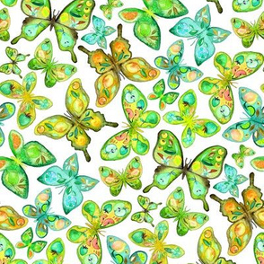 Watercolor Fruit Patterned Butterflies - lime and lemon