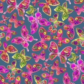 Fruit Patterned Butterflies in magenta, pink and yellow