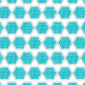 Fresh Linen Hexagon in turquoise blue