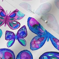 Watercolor Fruit Patterned Butterflies - aqua and sapphire - large