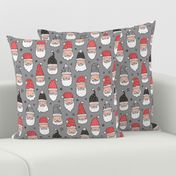 Christmas Santa Claus with Stars on Grey