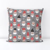 Christmas Santa Claus with Stars on Grey