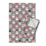 Christmas Santa Claus with Stars on Grey