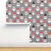 Christmas Santa Claus with Stars on Grey