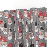 Christmas Santa Claus with Stars on Grey