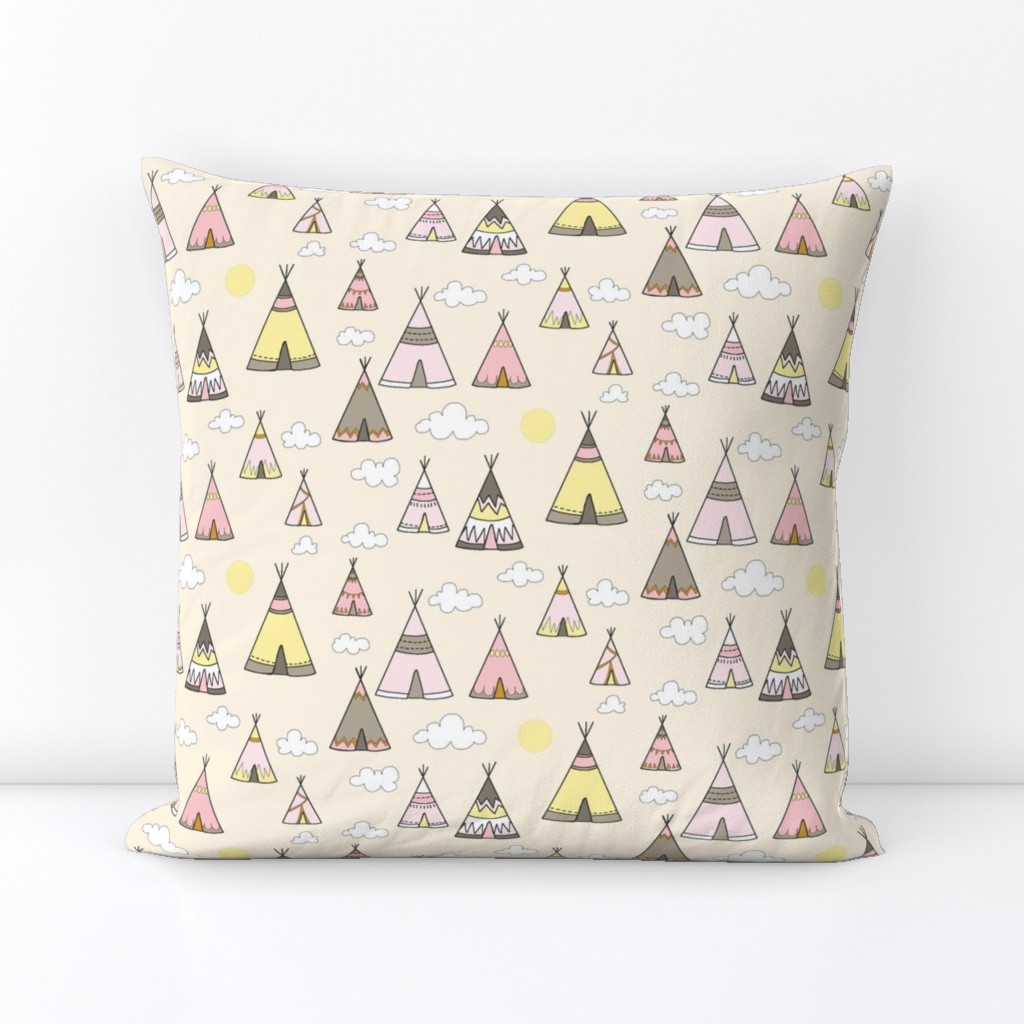 teepee Village - Daybreak- pink/ yellow/tan