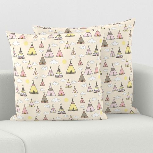 teepee Village - Daybreak- pink/ yellow/tan