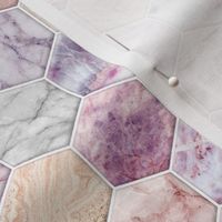 Rose Quartz and Amethyst Stone and Marble Hexagon Tiles