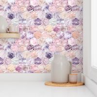 Rose Quartz and Amethyst Stone and Marble Hexagon Tiles