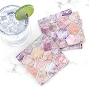 Rose Quartz and Amethyst Stone and Marble Hexagon Tiles