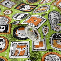 halloween portraits // acid green cat owl spider kids skulls witch cute halloween spooky fabrics