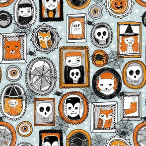 halloween // halloween fabric orange blue black vampire spider pumpkin kids october creepy