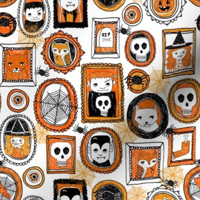 halloween // orange and black spider witch skull owl vampire creepy halloween fabric