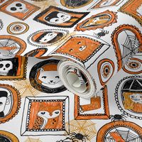 halloween // orange and black spider witch skull owl vampire creepy halloween fabric