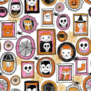 halloween // pink orange girls creepy scary october skull spiders witches owls hocus pocus