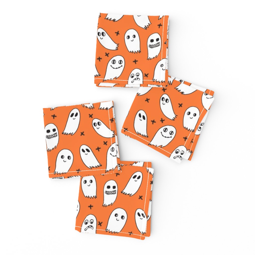 ghosts // orange ghosts halloween ghost spirit casper october kids cute halloween fabric