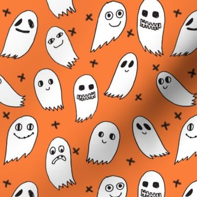 ghosts // orange ghosts halloween ghost spirit casper october kids cute halloween fabric