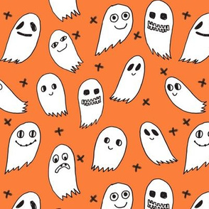 ghosts // orange ghosts halloween ghost spirit casper october kids cute halloween fabric