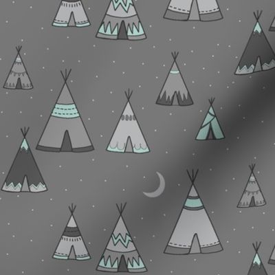 TeePee Village - grey/mint - Southwest Boho