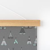 TeePee Village - grey/mint - Southwest Boho