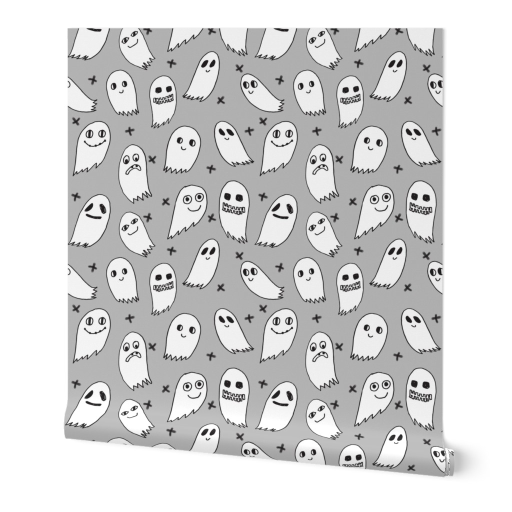 ghosts grey kids baby black and grey kids cute october halloween fabric