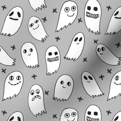 ghosts grey kids baby black and grey kids cute october halloween fabric