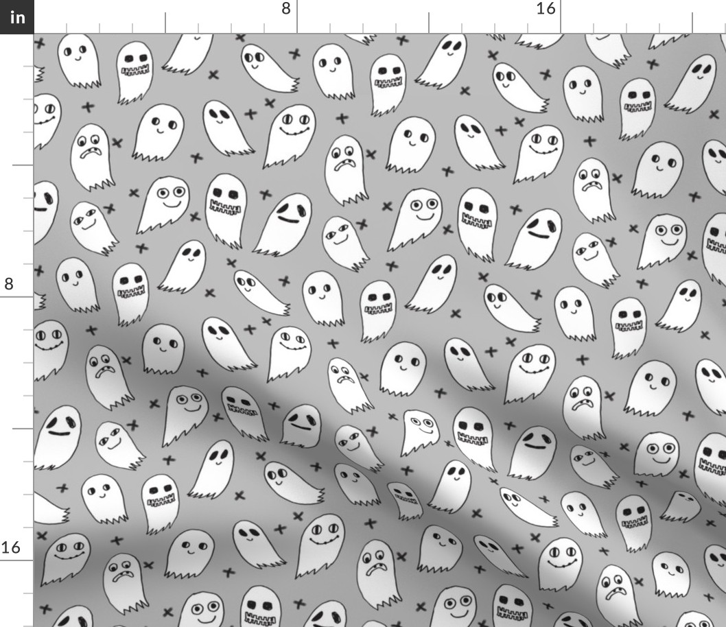 ghosts grey kids baby black and grey kids cute october halloween fabric