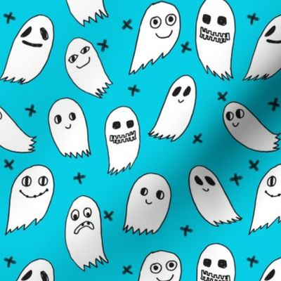 ghosts // turquoise aqua spooky scary halloween october frightening fabric