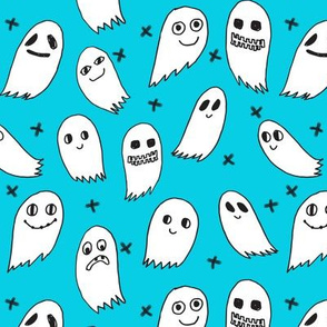 ghosts // turquoise aqua spooky scary halloween october frightening fabric