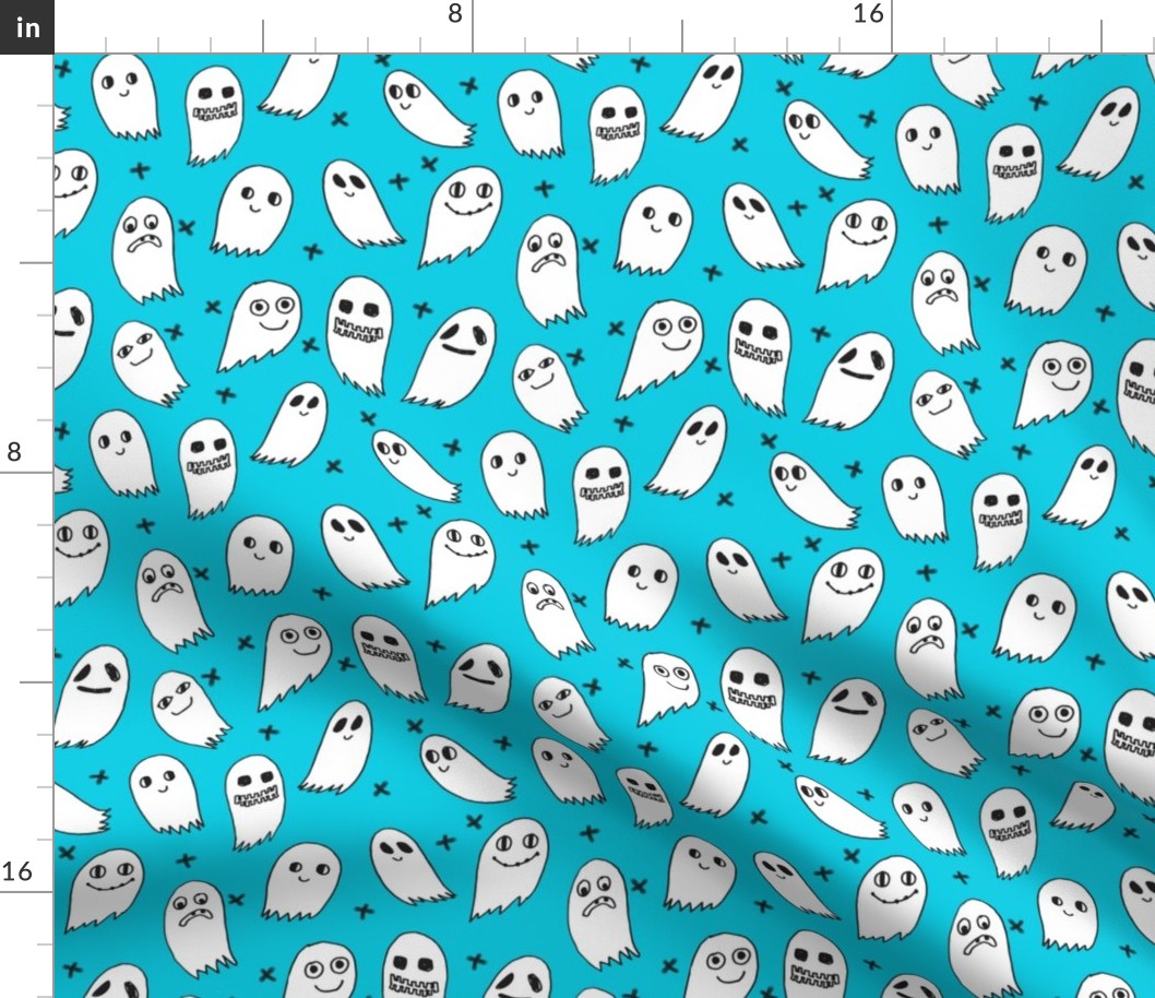 ghosts // turquoise aqua spooky scary halloween october frightening fabric