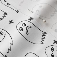 ghosts // black and white scary halloween cute scary spooky kids fabric for halloween october ghosts