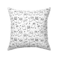 ghosts // black and white scary halloween cute scary spooky kids fabric for halloween october ghosts